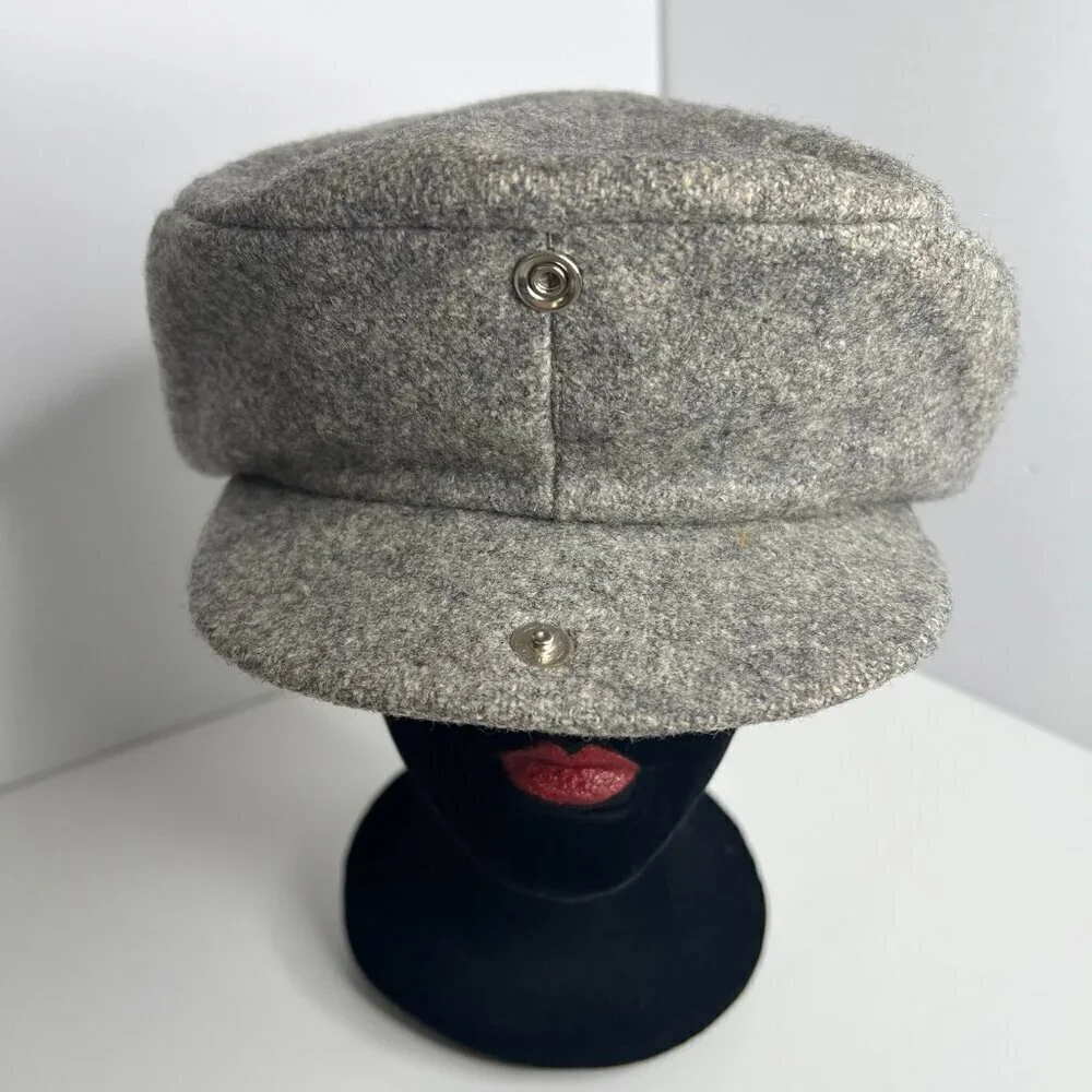 Pace Setter‎ Collection Vintage Newsboy Cap Hat Gray Wool Cabbie Snap Size 7 1/4